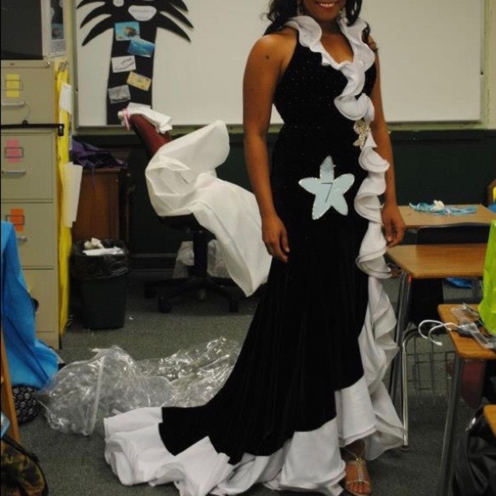 Custom MacDuggal Couture velvet dress